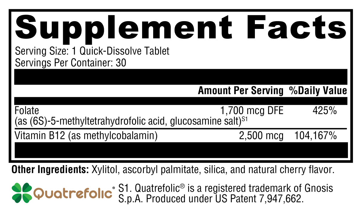 5-MTHF Plus B12 Cherry 60 Tablets