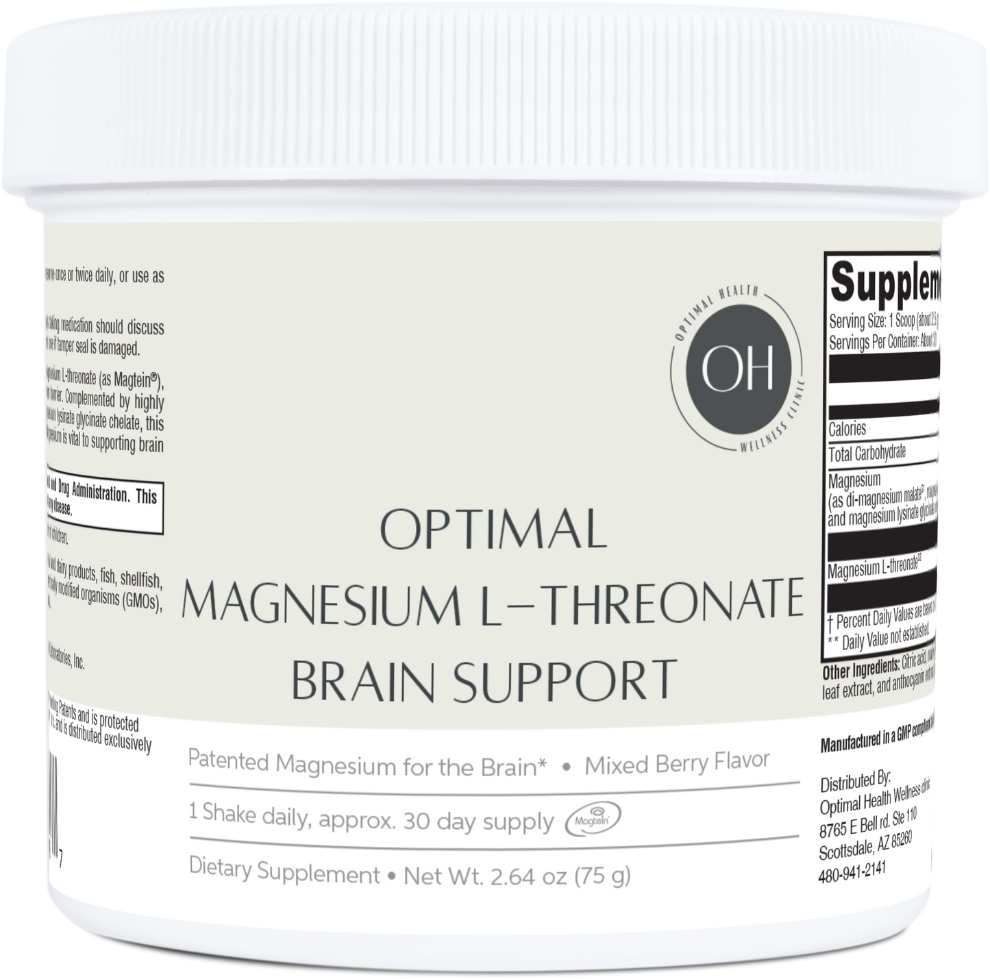Optimal Magnesium L-Threonate Brain Support Mixed Berry 30 Servings