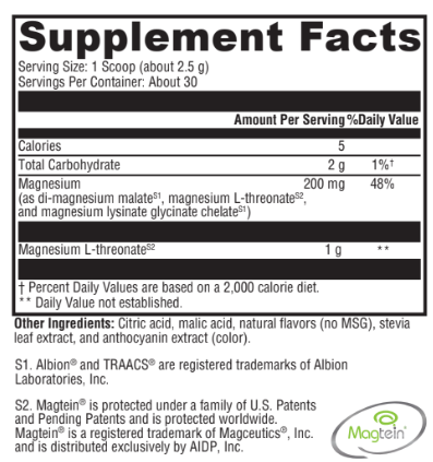 Optimal Magnesium L-Threonate Brain Support Mixed Berry 30 Servings